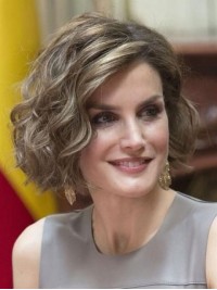 Parrucche Di Capelli Umani Con Lunghezza Del Mento Ondulato Stile Bob Con Frangia Laterale