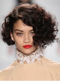 Parrucche Di Capelli Umani Senza Cappuccio Ondulati In Stile Bob Medio Con Frangia Laterale