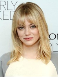 Parrucche Di Capelli Umani Remy Dritti Senza Cappuccio Lunghi Biondi Emma Stone 16 Pollici