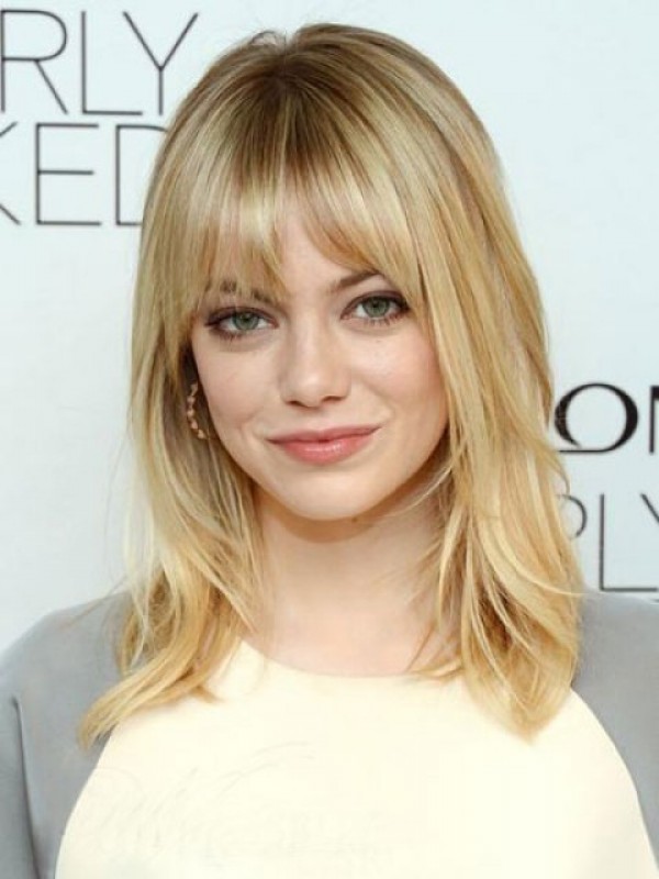Parrucche Di Capelli Umani Remy Dritti Senza Cappuccio Lunghi Biondi Emma Stone 16 Pollici