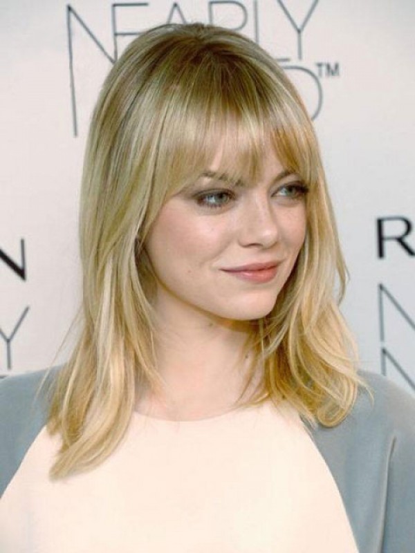 Parrucche Di Capelli Umani Remy Dritti Senza Cappuccio Lunghi Biondi Emma Stone 16 Pollici