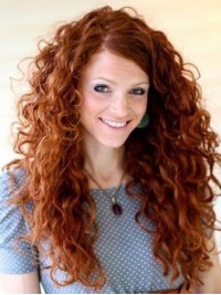 Parrucche Lunghe Per Capelli Umani Ricci Senza Cappuccio 24 Pollici Con Frangia Laterale