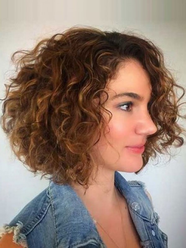 Parrucche Senza Cappuccio Per Capelli Umani Ricci Stile Bob Big Volumn 12 Pollici