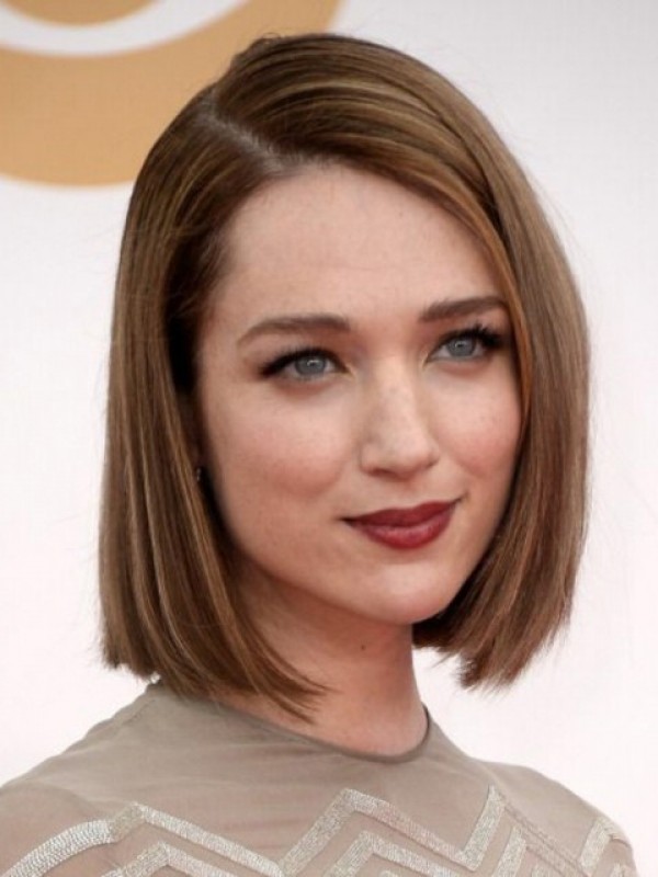 Parrucche Per Capelli Umani Remy Con Pizzo Frontale Bob Style Con Frangia Laterale 10 Pollici