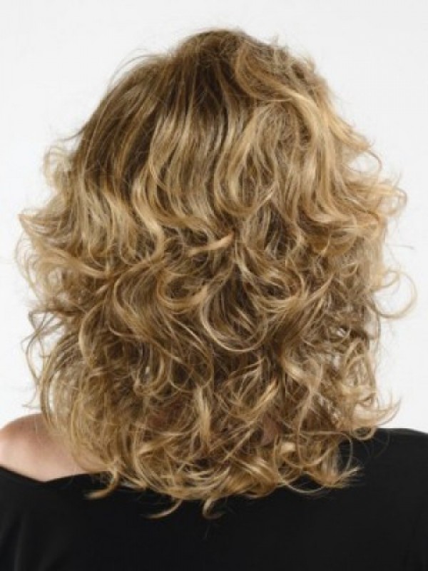 Bionda Dovrebbe Lunghezza Ondulata Senza Cappuccio Parrucche Di Capelli Umani 16 Pollici