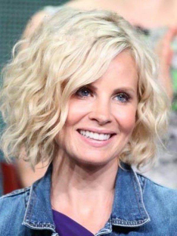 Parrucche Per Capelli Umani Senza Cappuccio Stile Bob Ondulato Bionde 12 Pollici