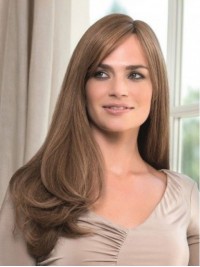 Parrucche Lunghe Ondulate Senza Cappuccio Per Capelli Umani Con Frangia Laterale 26 Pollici
