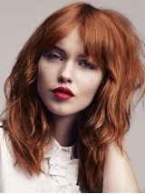 Parrucche Di Capelli Umani Senza Cappuccio Ondulati Lunghi Arancioni 16 Pollici