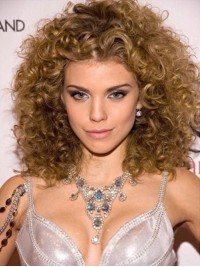 Parrucche Per Capelli Umani Di Remy Senza Cappuccio Ricci Castano Chiaro 16 Pollici