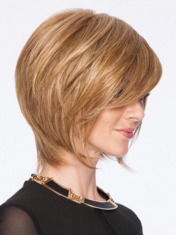 Parrucche Di Capelli Umani Di Remy Diritte Bionde Senza Cappuccio 8 Pollici