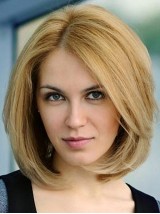 Parrucche Per Capelli Umani Medi Senza Cappuccio Stile Bob Con Frangia Laterale