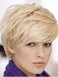 Parrucche Senza Cappuccio Per Capelli Biondi Corti E Lisci Con La Frangia