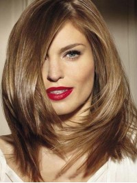 Parrucca Di Capelli Umani Di Remy Senza Cappuccio Bionda Dritta Con Frangia Laterale