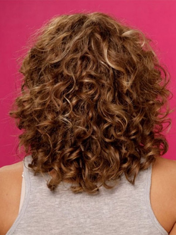 Parrucche Per Capelli Umani Ricci Senza Cappuccio Con Grandi Volumi Marroni 16 Pollici