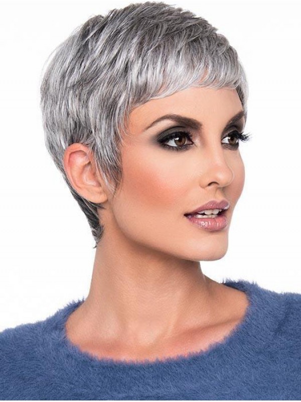 Parrucche Dritte Grigie Pixie Cut