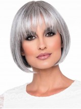 Parrucche Corte Dritte In Stile Bob Grigio