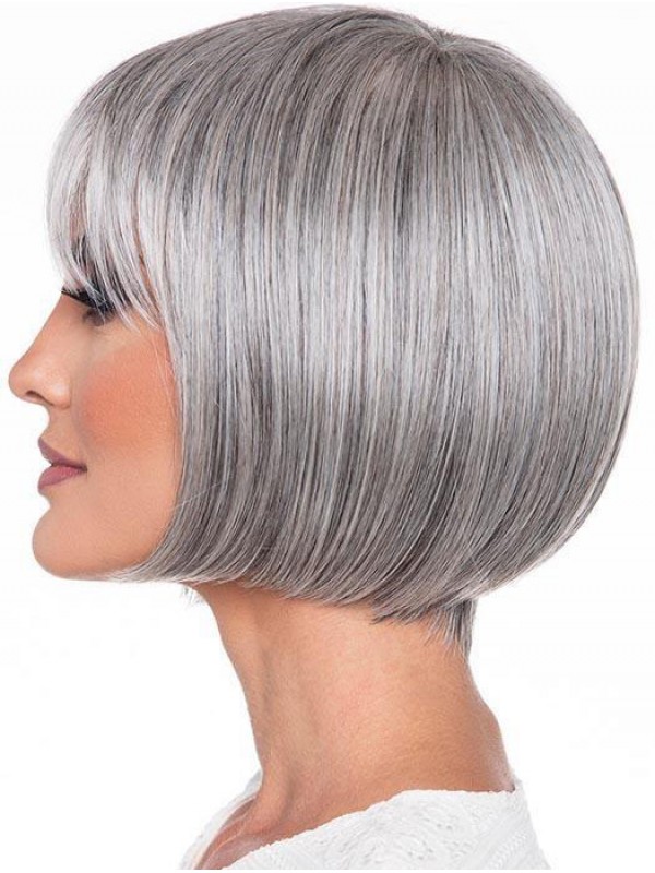 Parrucche Corte Dritte In Stile Bob Grigio