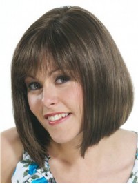 Parrucche Senza Cappuccio Per Capelli Umani Bob Style Remy Con Frangetta 12 Pollici