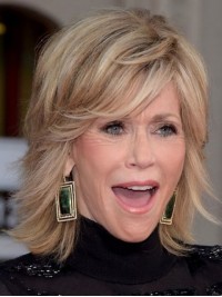 Jane Fonda Parrucche Senza Cappuccio Per Capelli Umani Medi Lisci 12 Pollici