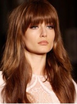 Parrucche Lunghe Ondulate Senza Cappuccio Per Capelli Umani Con Frangetta 22 Pollici