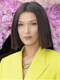Parrucche Per Capelli Umani Di Remy Senza Cappuccio Con Separazione Centrale Stile Bob 12 Pollici