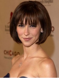 Parrucche Di Capelli Umani Di Remy Senza Cappuccio In Stile Bob Corto Dritto Con Frangetta