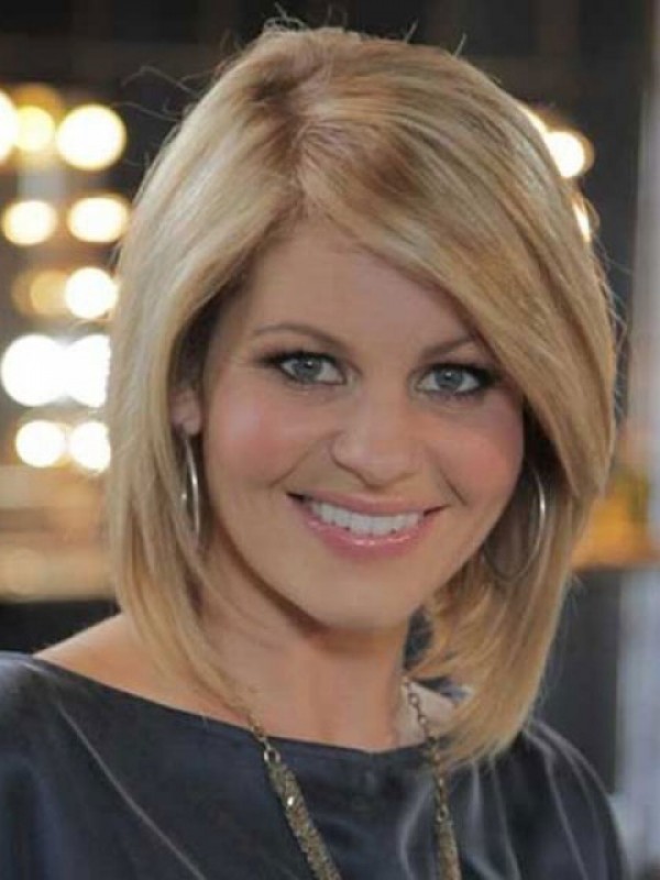 Parrucche Senza Cappuccio Per Capelli Biondi Stile Bob Con Frangia Laterale 12 Pollici