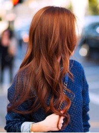 Parrucche Lunghe Ondulate Lunghe Per Capelli Umani Con Pizzo Arancione 24 Pollici