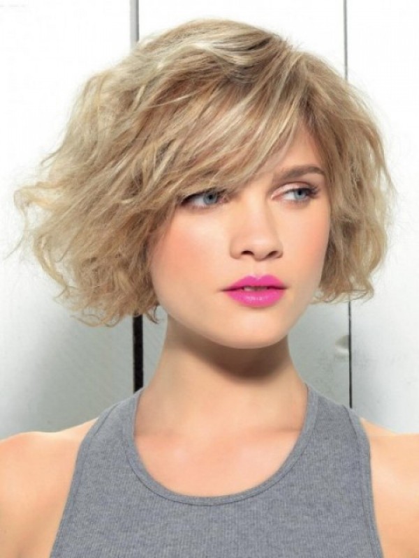 Parrucche Ondulate Per Capelli Umani Senza Cappuccio Stile Bob Con Frangia Laterale 10 Pollici