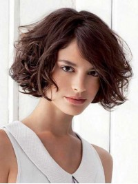 Parrucca Di Capelli Umani Remy Ricci Stile Bob Auburn Con Frangia Laterale 8 Pollici