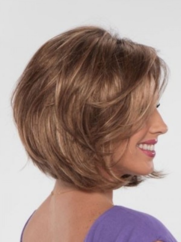 Parrucche Dritte Per Capelli Umani Di Remy Senza Cappuccio Con Separazione Centrale Corta 10 Pollici
