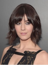 Parrucche Per Capelli Umani Senza Cappuccio Corti Mary Elizabeth Brown Con Frangetta 10 Pollici