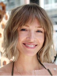 Parrucche Ondulate Per Capelli Umani Ondulate Corte In Pizzo Stile Bob Con Frangetta 12 Pollici