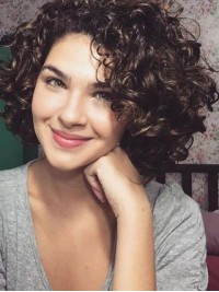 Parrucche Per Capelli Ricci Corti Senza Cappuccio A Densità Del 150% 12 Pollici