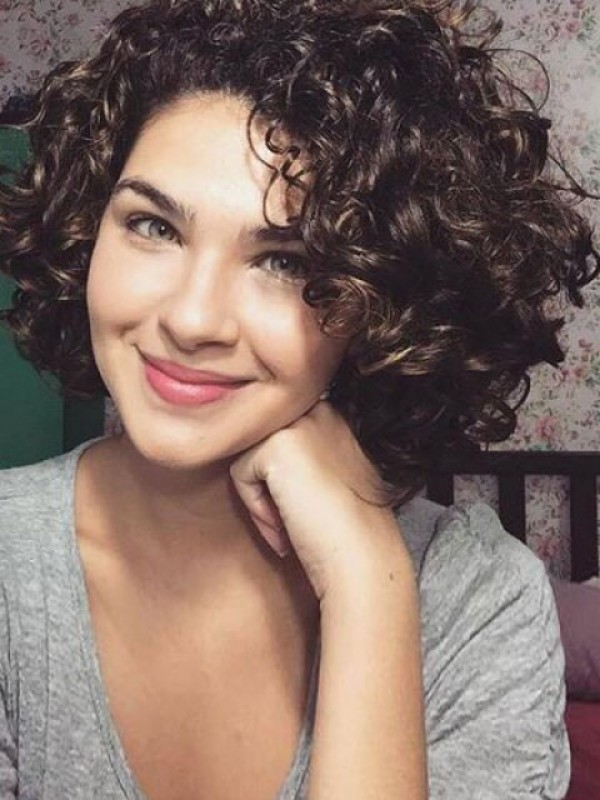 Parrucche Per Capelli Ricci Corti Senza Cappuccio A Densità Del 150% 12 Pollici