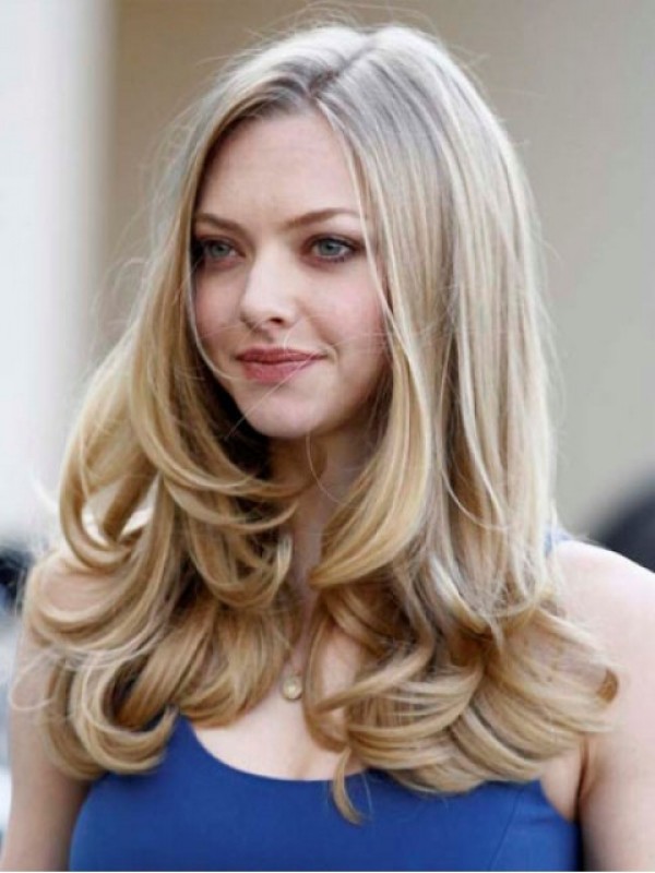 Parrucche Bionde Ondulate Lunghe Senza Cappuccio Per Capelli Umani 20 Pollici