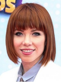 Parrucche Per Capelli Umani Senza Cappuccio Corti Stile Bob Con Frangetta 10 Pollici