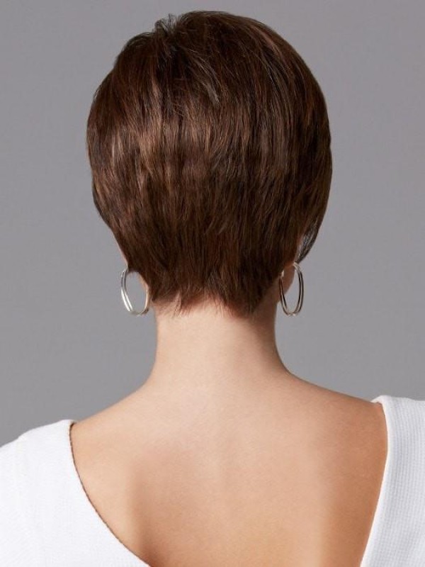 Parrucche Di Capelli Umani Lisci Senza Cappuccio Con Frangia Da 4 Pollici