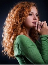Parrucche Per Capelli Umani Anteriori In Pizzo Ricci Lunghi Arancioni 22 Pollici