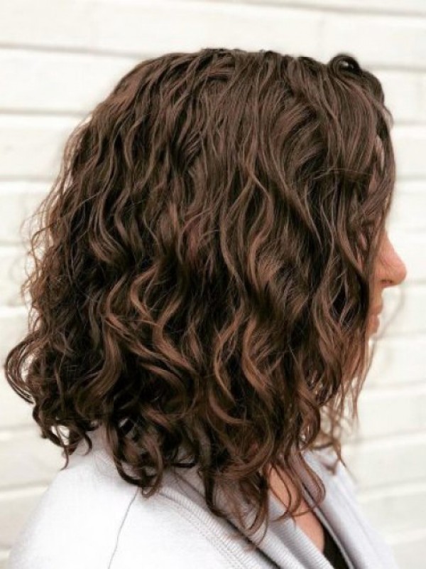Parrucche Di Capelli Umani Di Remy Ricci Lunghi Senza Cappuccio Marroni 16 Pollici