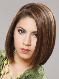 Parrucche Senza Cappuccio Per Capelli Umani Remy Corti Stile Bob Con Frangia Laterale 10 Pollici