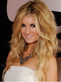 Marisa Miller Bionda Parte Centrale Lunga Pizzo Anteriore Ondulato Capelli Remy Parrucche 22 Pollici