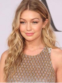 Gigi Hadid Parrucche Di Capelli Umani Di Remy Ondulati Anteriori In Pizzo Lungo Con Riga Centrale 20 Pollici