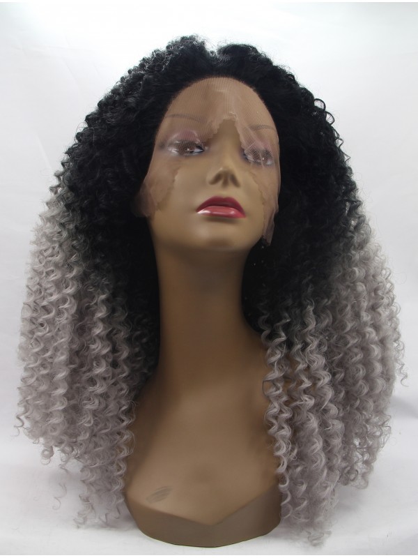 Parrucche Sintetiche Crespi Lunghe Con Pizzo Frontale Ombre