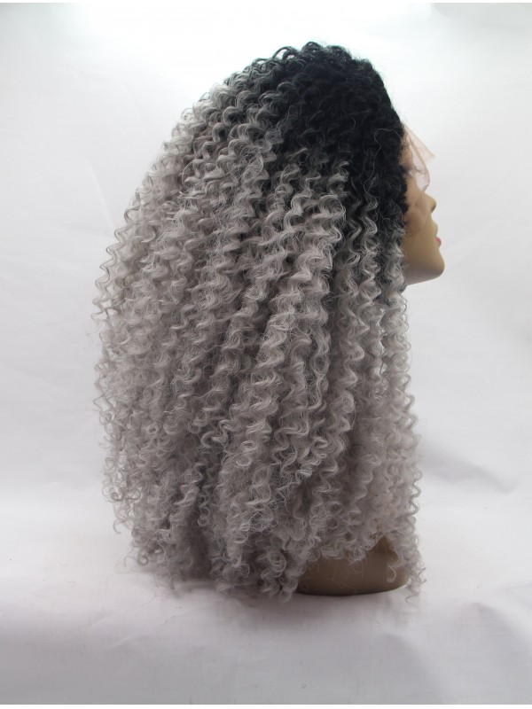 Parrucche Sintetiche Crespi Lunghe Con Pizzo Frontale Ombre