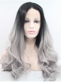 Parrucche Sintetiche Ombre Ricci Da 28" Con Pizzo Frontale