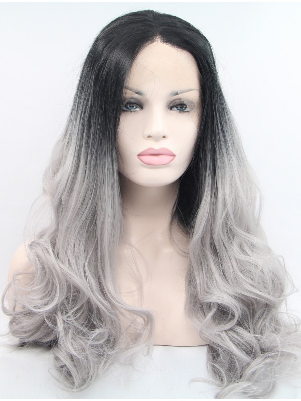 Parrucche Sintetiche Ombre Ricci Da 28" Con Pizzo Frontale