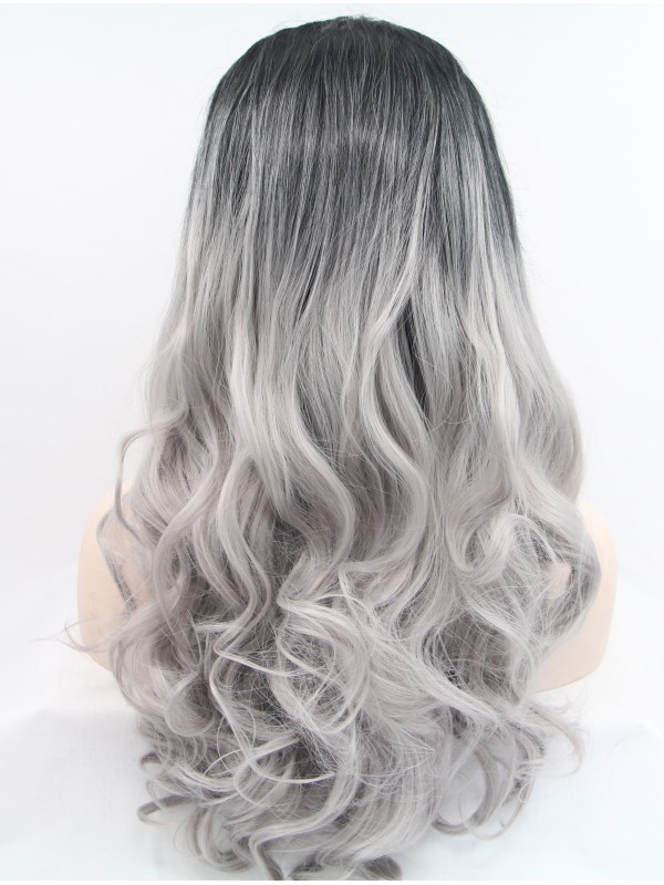Parrucche Sintetiche Ombre Ricci Da 28" Con Pizzo Frontale