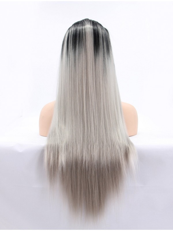 Parrucche Sintetiche Frontali In Pizzo Ombre 26 "Diritte