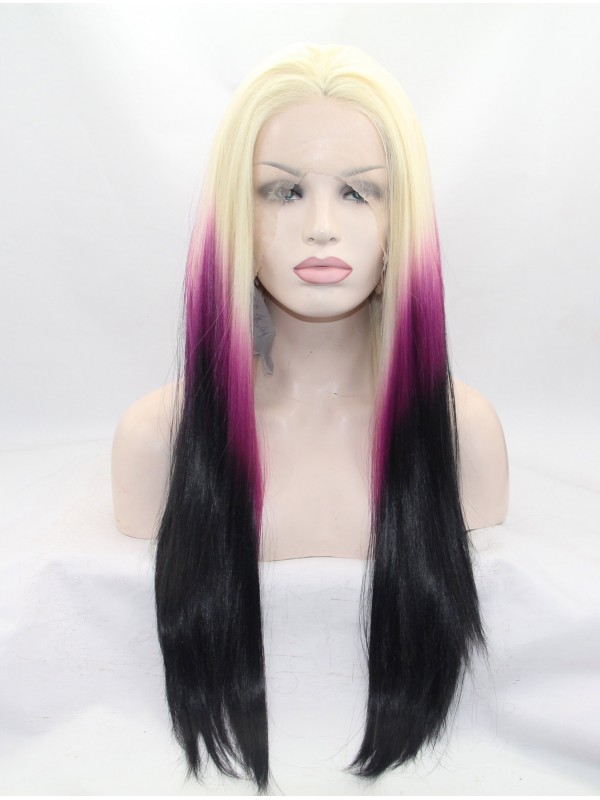 Parrucche Sintetiche Frontali In Pizzo Ombre 26 "Diritte
